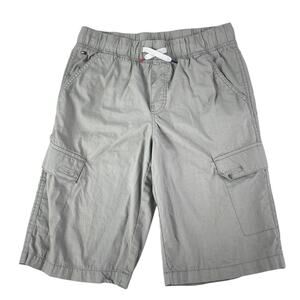 Tommy Hilfiger Kids Boys Gray Elastic Waist Cargo Chino Khaki Shorts Sz L 16/18